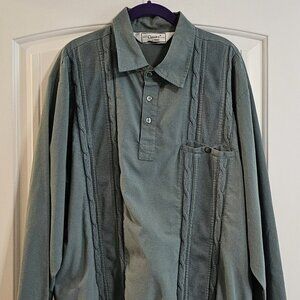 Vintage Men's Classics by Palmland Collar Shirt Sage Green Banded Waist Size XL